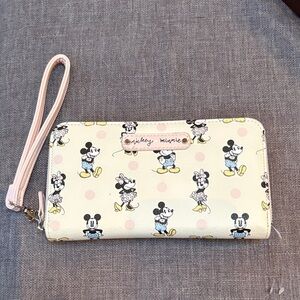 Disney Cream Wallet with Mickey and Minnie Design